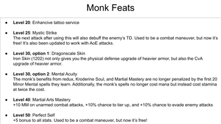 Monk Feats Overview