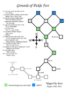 Representational map of the in-game rooms comprising the Festival Grounds outside River's Rest, host of the Pickle Festival.