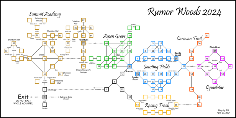 Map of the Rumor Woods festival grounds.